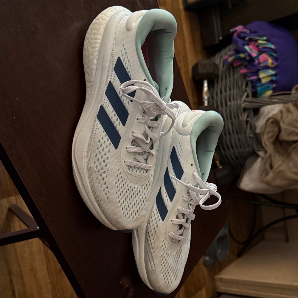 Adidas Cloudfoam White and Navy Shoes